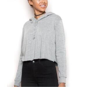 Brandy Melville Made in Italy Gray Cropped Top Lennon Hoodie Sweatshirt One Size